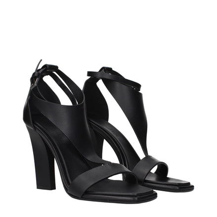Sandale Max Mara cu toc stiletto din piele neagră