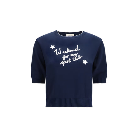 Bluză Max Mara albastră din bumbac cu broderie
