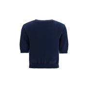 Bluză Max Mara albastră din bumbac cu broderie