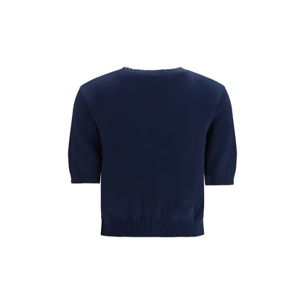 Bluză Max Mara albastră din bumbac cu broderie