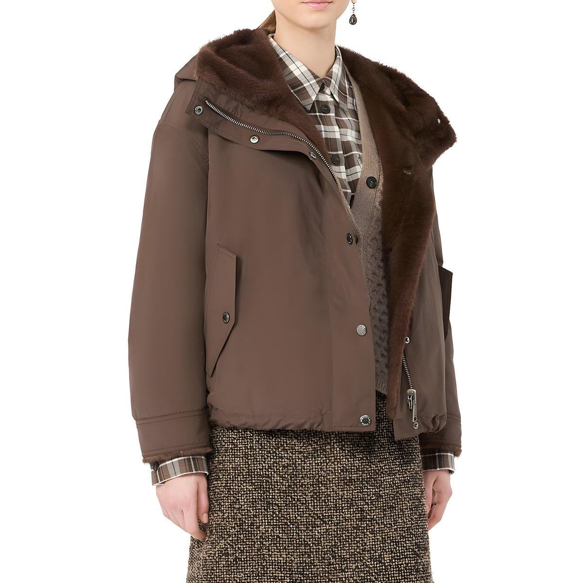 Max Mara Geacă Lungă Maro din Bumbac