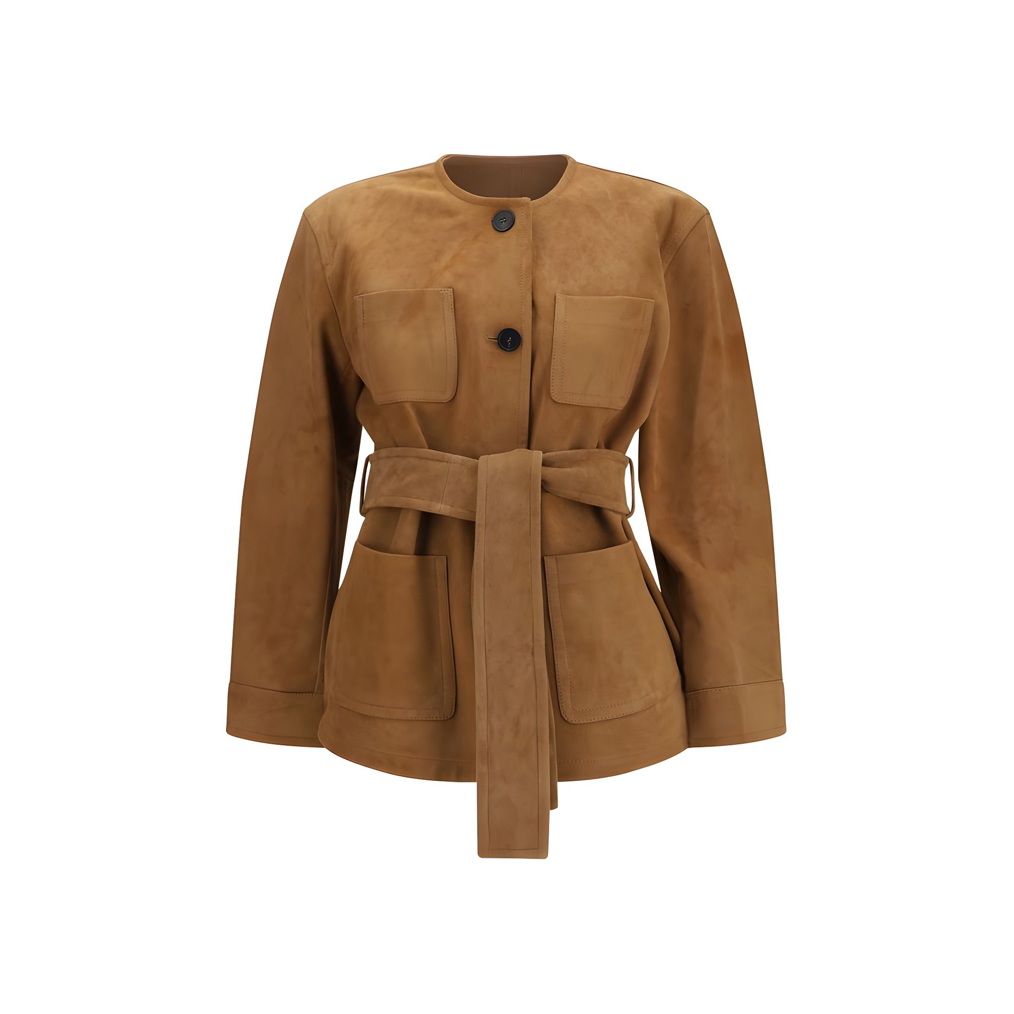 Jachetă Max Mara maro din piele de miel