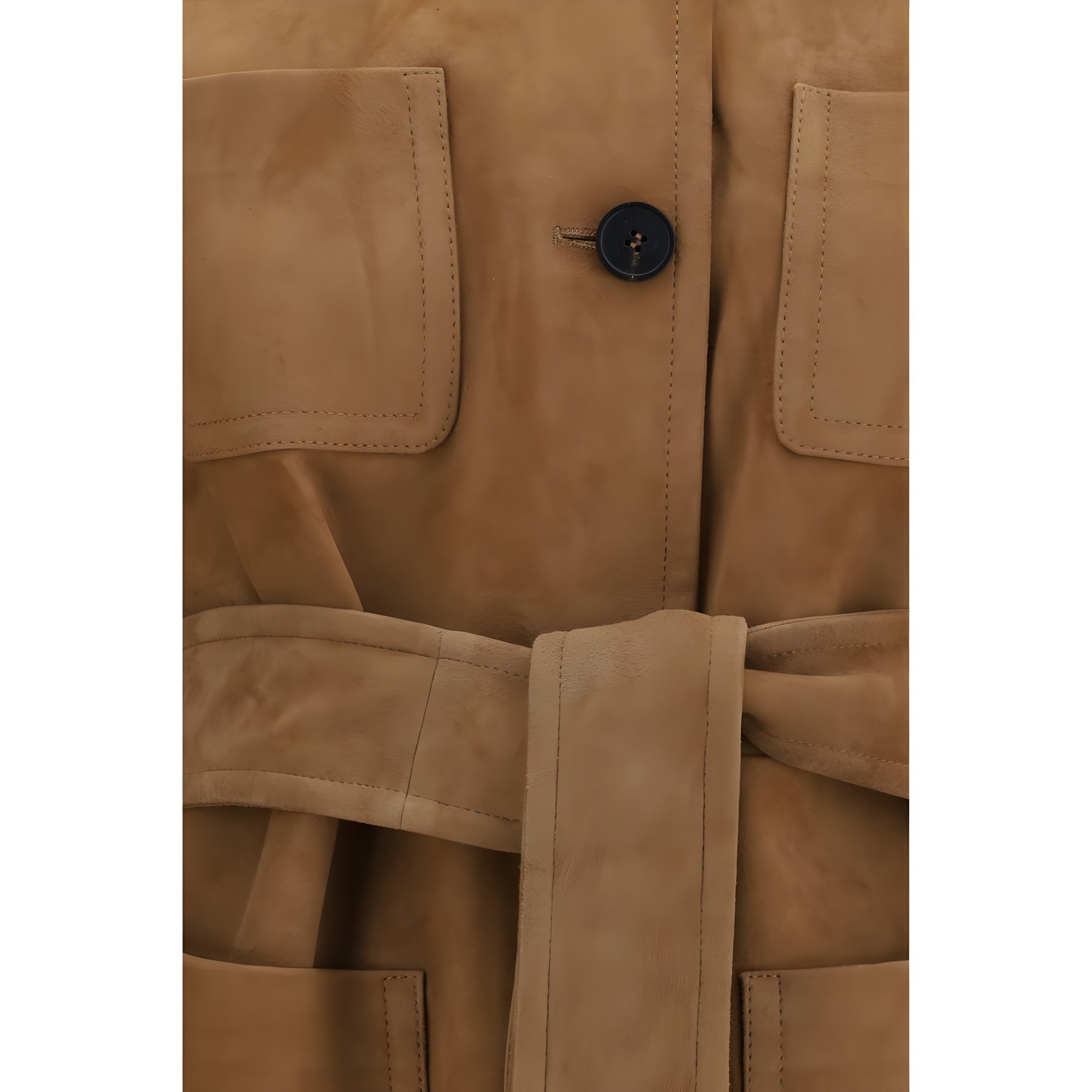 Jachetă Max Mara maro din piele de miel