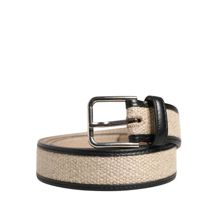 Curea Dolce & Gabbana bej din piele împletită cu cataramă metalică