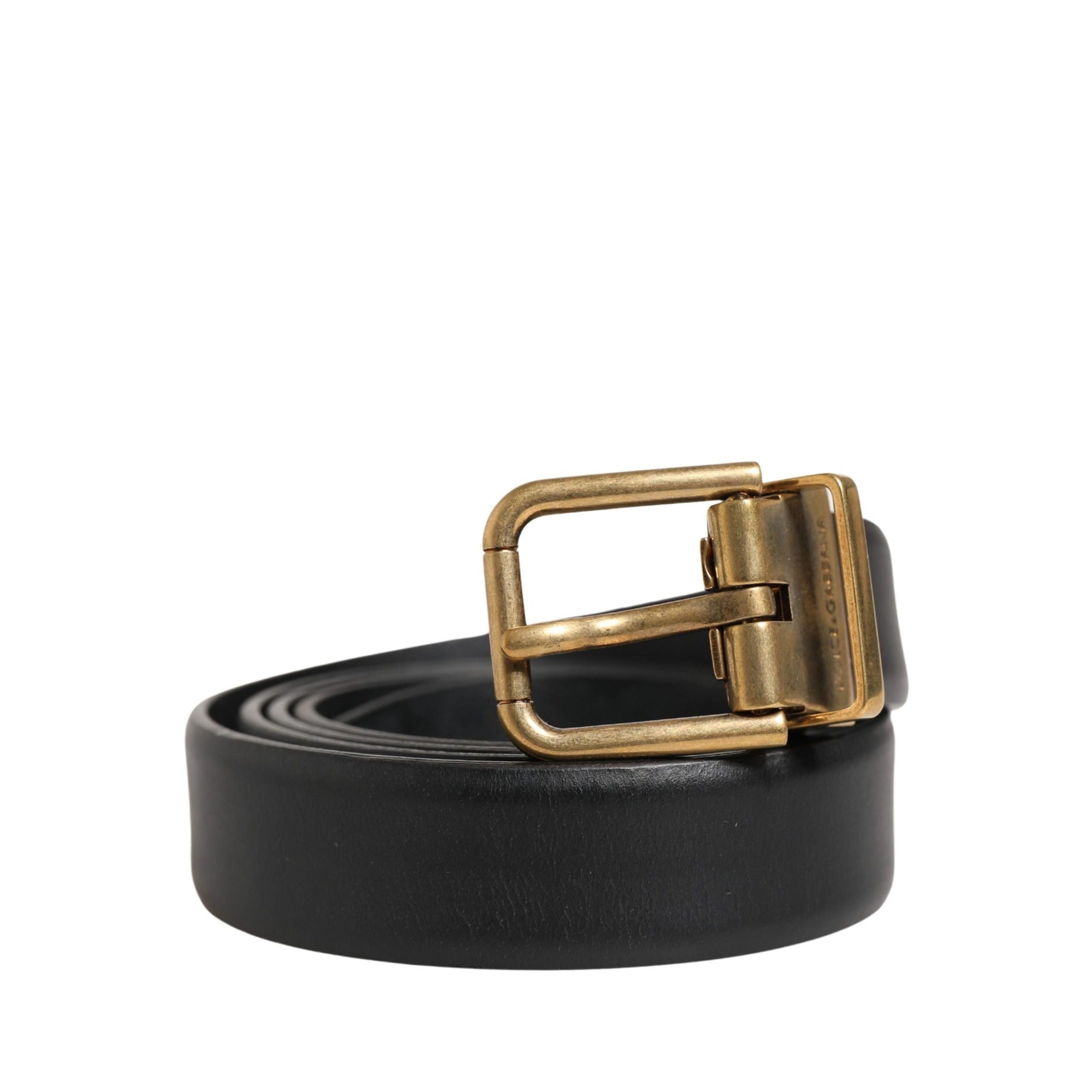 Curea Dolce & Gabbana neagră clasică din piele cu cataramă metalică
