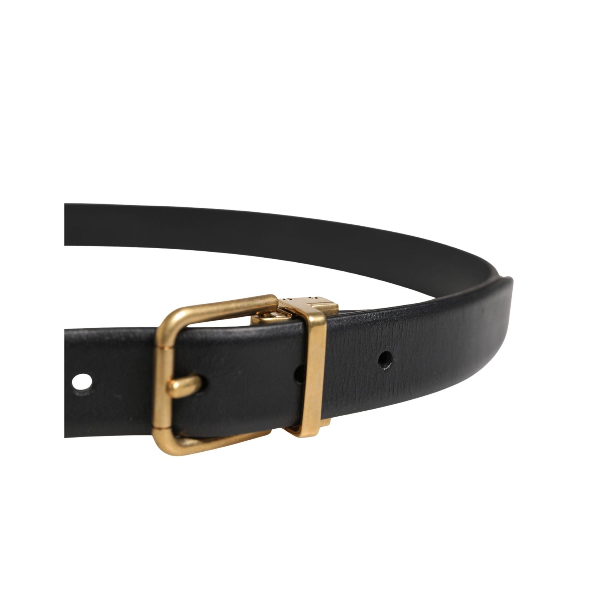 Curea Dolce & Gabbana neagră clasică din piele cu cataramă metalică