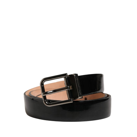 Curea din piele neagră clasică Dolce & Gabbana cu cataramă metalică