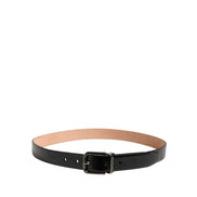 Curea din piele neagră clasică Dolce & Gabbana cu cataramă metalică
