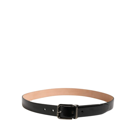 Curea din piele neagră clasică Dolce & Gabbana cu cataramă metalică
