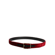 Curea Dolce & Gabbana din catifea bordeaux cu bumbac și cataramă metalică