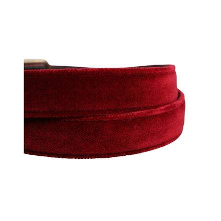 Curea Dolce & Gabbana din catifea bordeaux cu bumbac și cataramă metalică
