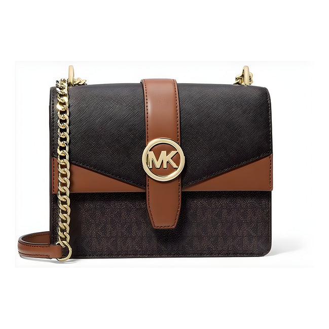 Geantă crossbody Michael Kors maro din canvas Greenwich