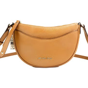 Michael Kors Dover Small Luggage Pebbled Leather Half Moon Crossbody Bag