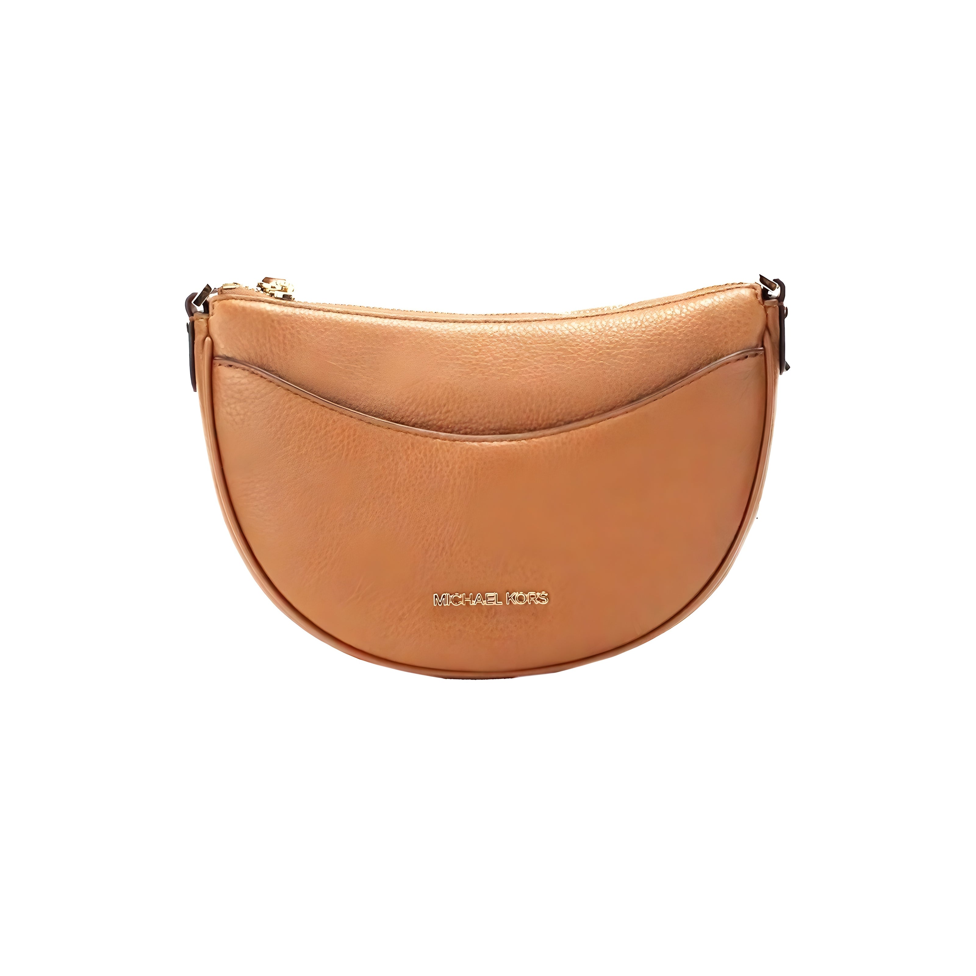 Michael Kors Dover Small Luggage Pebbled Leather Half Moon Crossbody Bag
