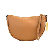 Michael Kors Dover Small Luggage Pebbled Leather Half Moon Crossbody Bag