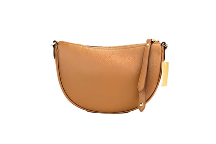 Michael Kors Dover Small Luggage Pebbled Leather Half Moon Crossbody Bag