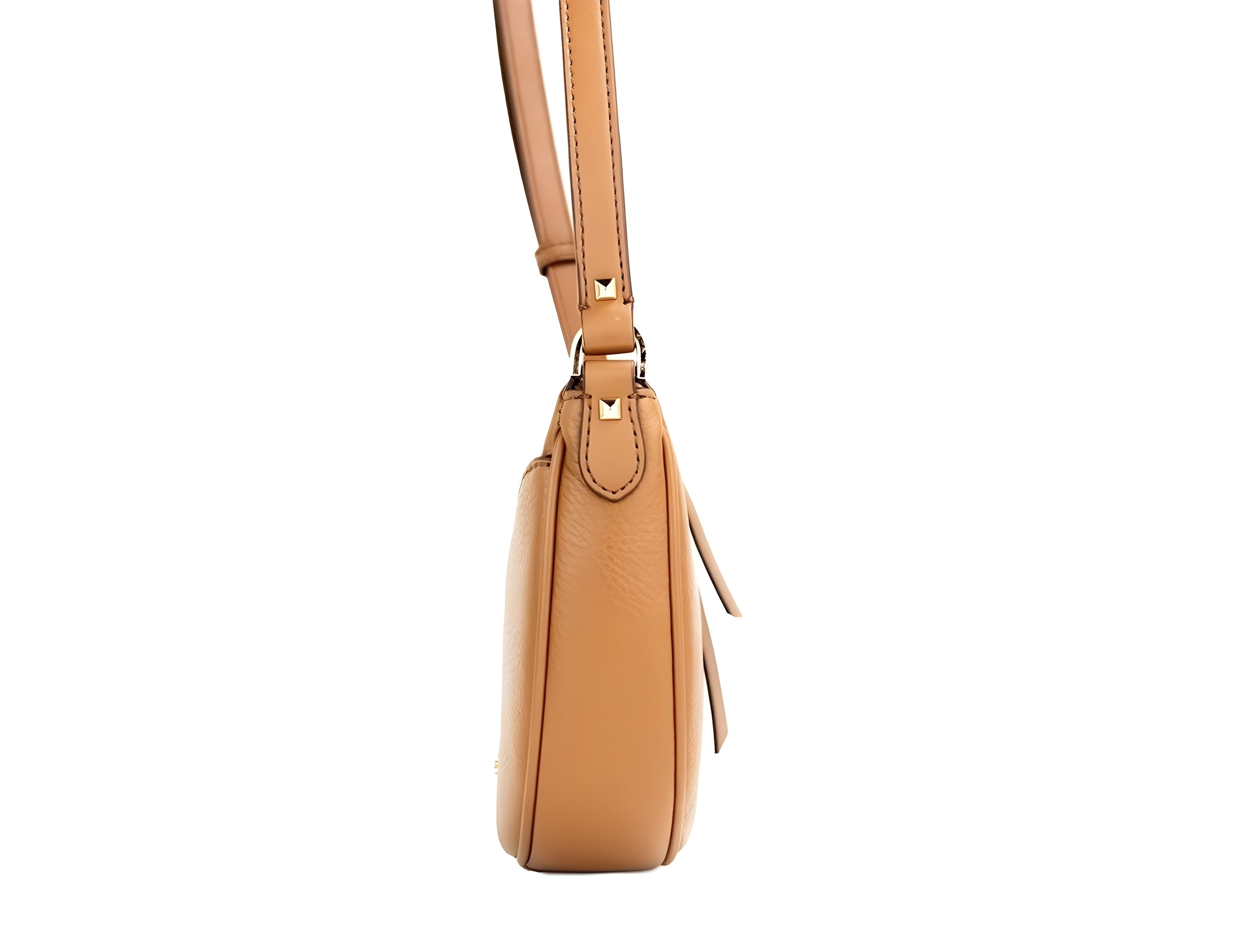 Michael Kors Dover Small Luggage Pebbled Leather Half Moon Crossbody Bag