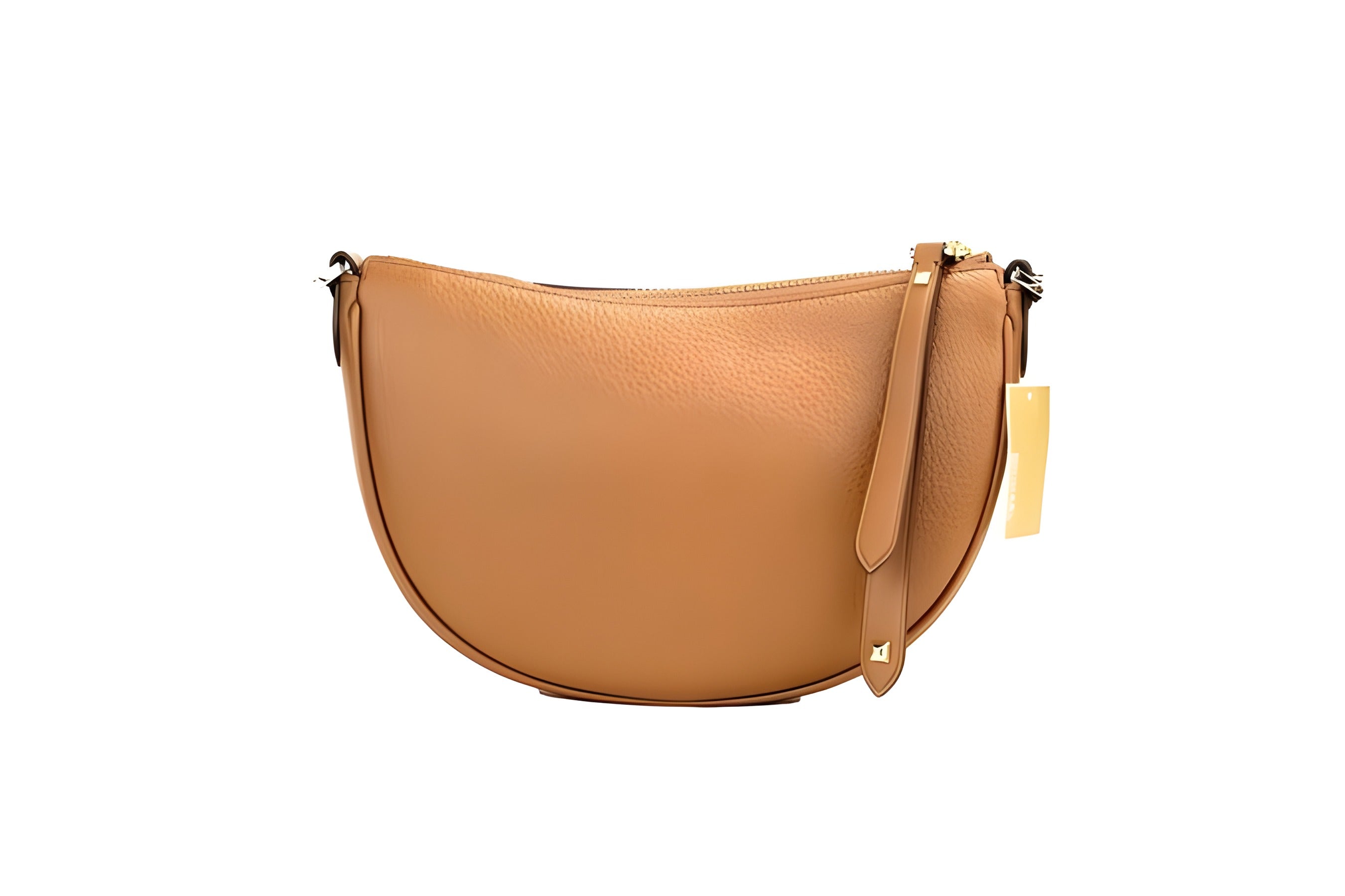 Michael Kors Dover Small Geantă crossbody half moon din piele texturată Luggage