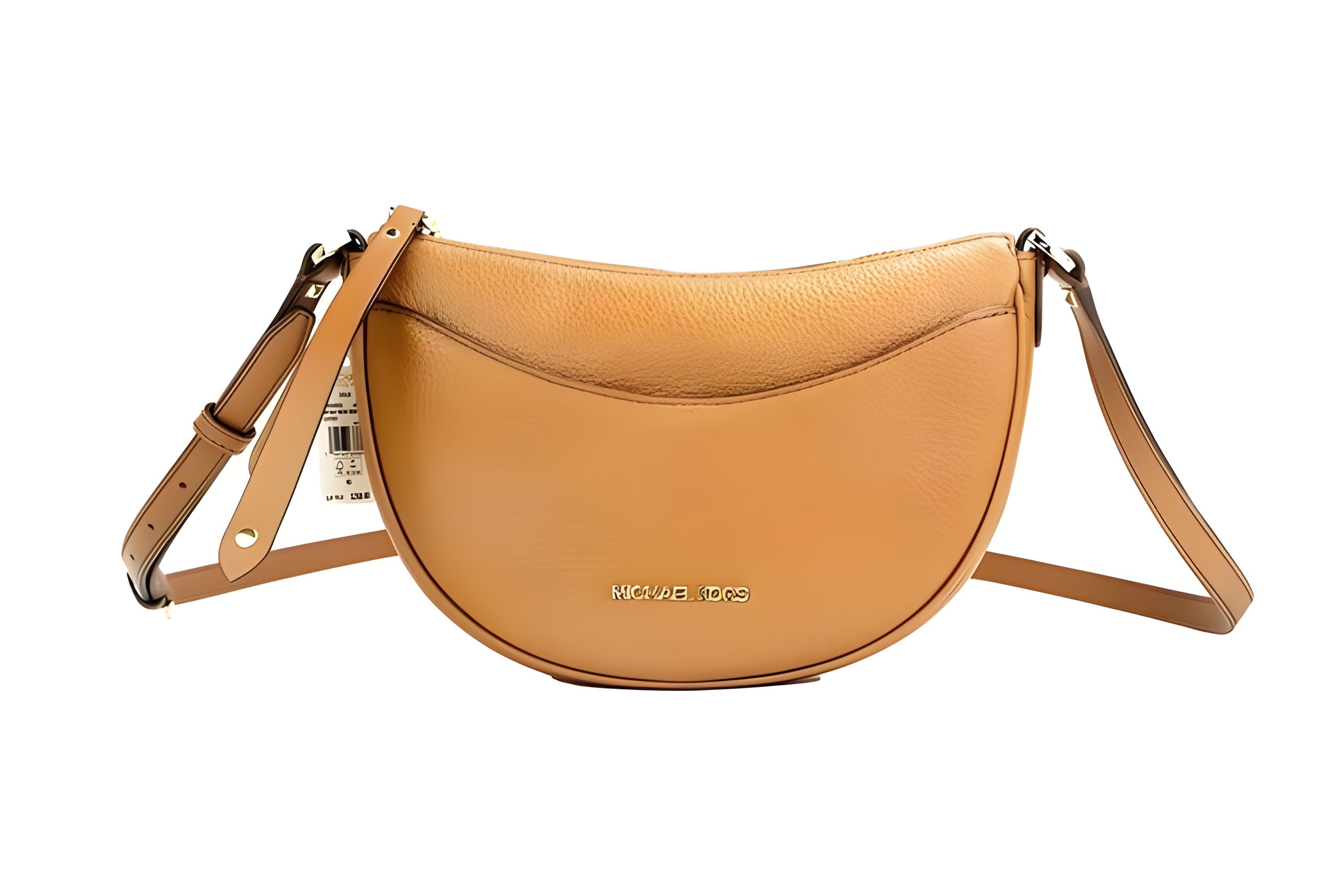 Michael Kors Dover Small Geantă crossbody half moon din piele texturată Luggage