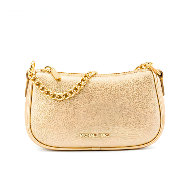 Geantă de umăr din piele aurie Michael Kors