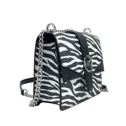 Michael Kors Greenwich Small Print Logo Crossbody Tote Chain Bag Black/White $498