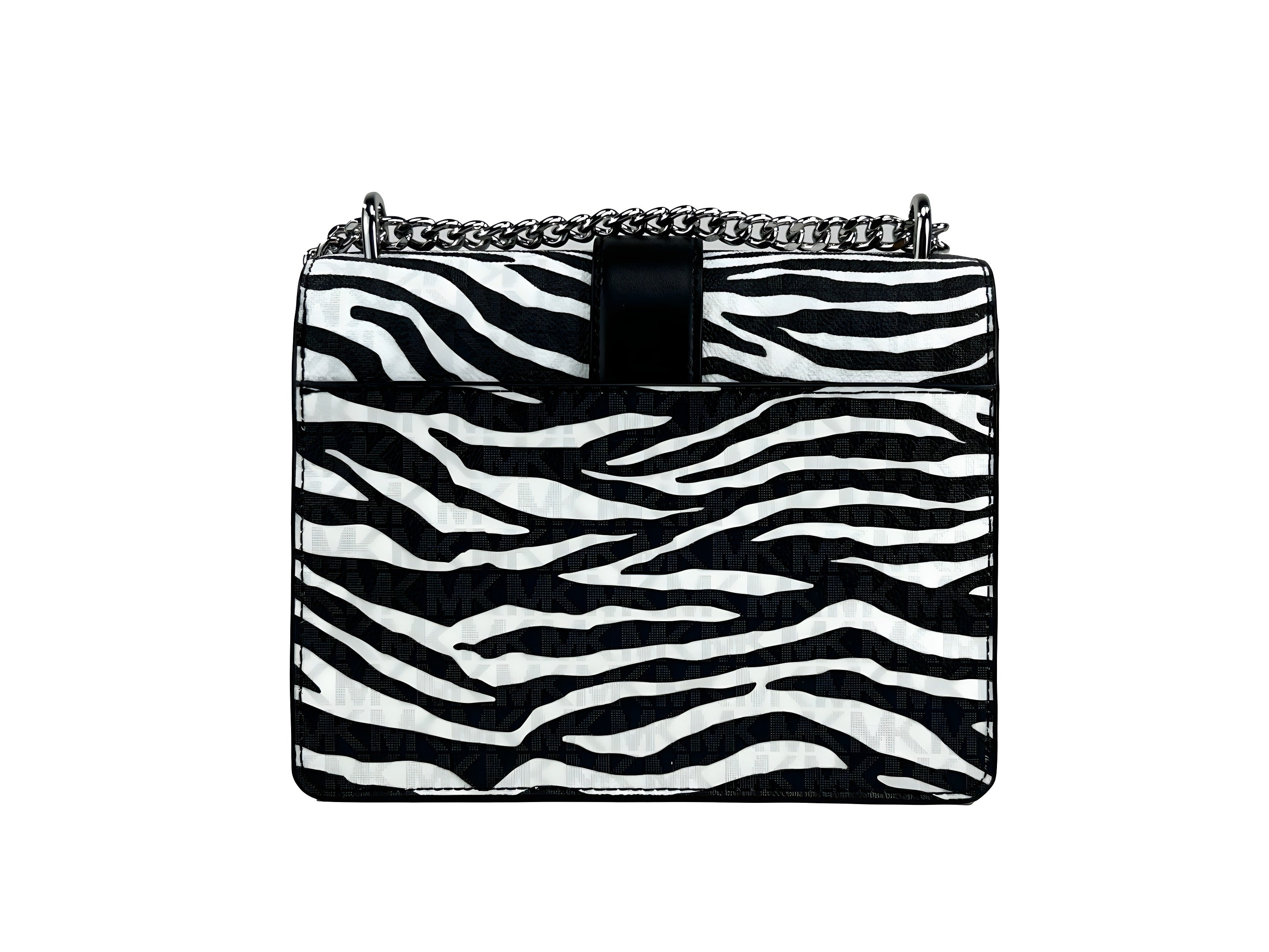 Michael Kors Greenwich Small Print Logo Crossbody Tote Chain Bag Black/White $498