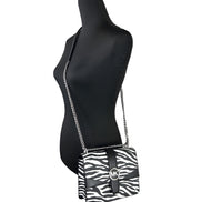 Michael Kors Greenwich Small Print Logo Crossbody Tote Chain Bag Black/White $498