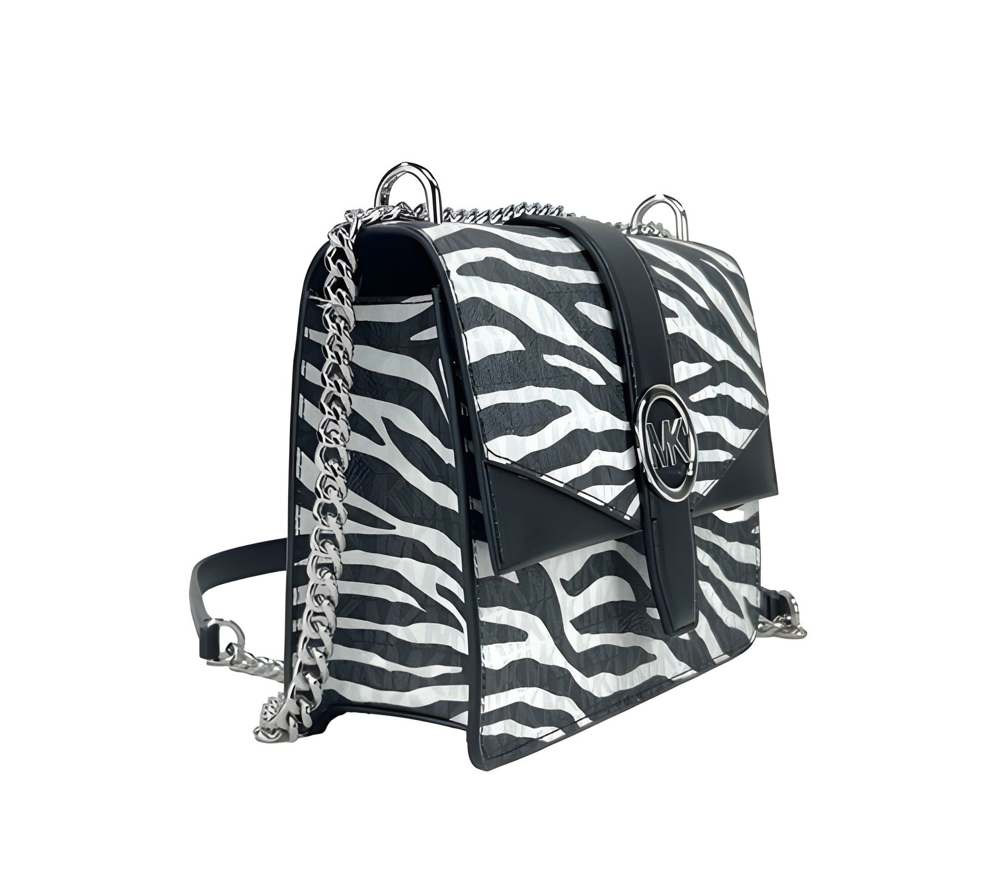 Michael Kors Greenwich Geantă Crossbody Mică cu Imprimeu Logo, Tote cu Lanț, Negru/Alb $498