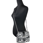 Michael Kors Greenwich Geantă Crossbody Mică cu Imprimeu Logo, Tote cu Lanț, Negru/Alb $498