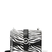 Michael Kors Greenwich Geantă Crossbody Mică cu Imprimeu Logo, Tote cu Lanț, Negru/Alb $498
