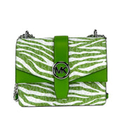 Michael Kors Greenwich Small Print Logo Crossbody Tote Chain Bag  Jungle Green $498