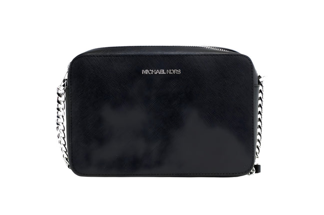 Michael Kors Jet Set Geantă Crossbody din Piele Saffiano Neagră Mare Est-Vest
