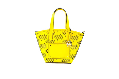 Geantă tip Tote Michael Kors Kimber, mică, din piele, cu fermoar, 2 în 1, nuanța Daffodil