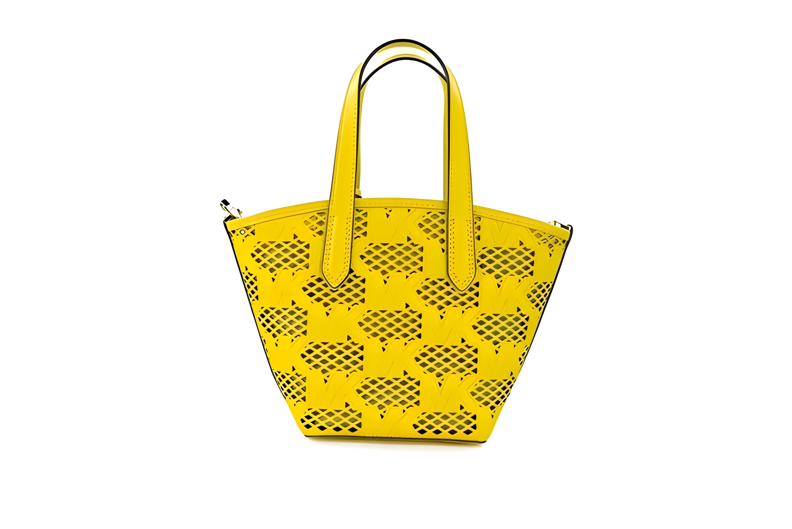 Geantă tip Tote Michael Kors Kimber, mică, din piele, cu fermoar, 2 în 1, nuanța Daffodil