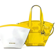 Geantă tip Tote Michael Kors Kimber, mică, din piele, cu fermoar, 2 în 1, nuanța Daffodil