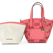 Michael Kors Kimber Small Tea Rose Leather 2-In-1 Zip Tote