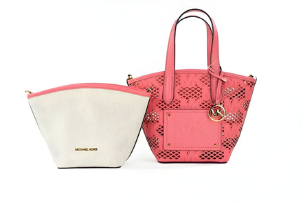 Michael Kors Kimber Small Tea Rose Leather 2-In-1 Zip Tote