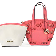 Geantă tip tote Michael Kors Kimber Small din piele Tea Rose cu fermoar, 2-în-1