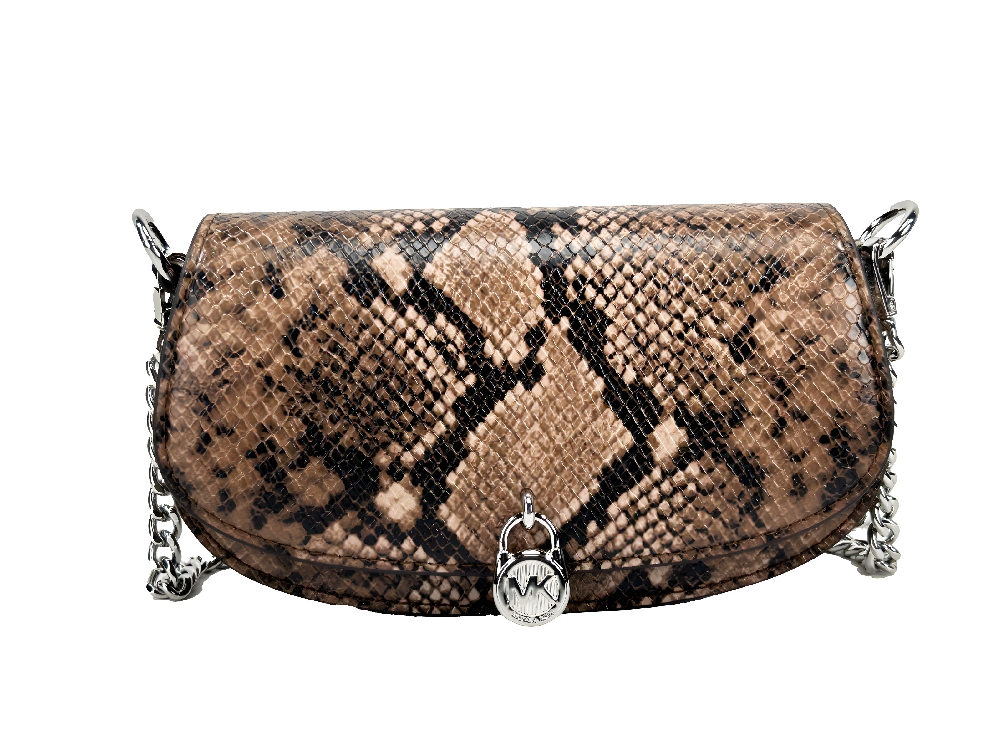 Geantă crossbody messenger mică din piele de șarpe Michael Kors Mila