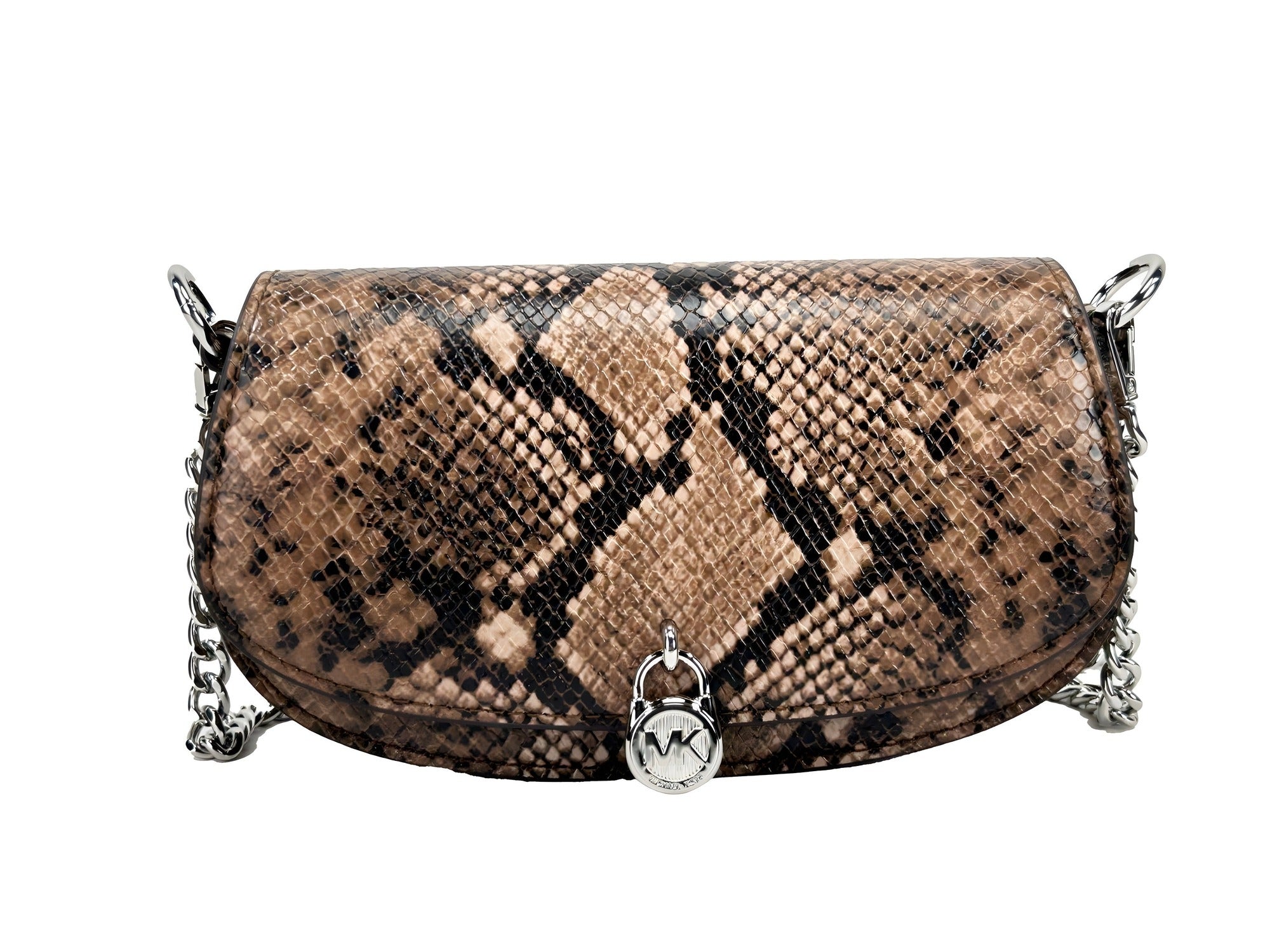 Geantă crossbody messenger mică din piele de șarpe Michael Kors Mila