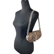 Geantă crossbody messenger mică din piele de șarpe Michael Kors Mila