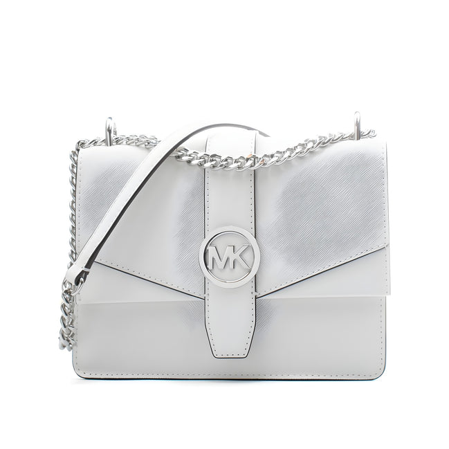 Geantă de umăr Michael Kors albă din piele