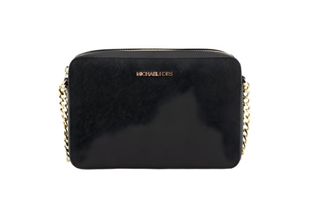 Michael Kors Black Saffiano Leather Jet Set Crossbody Bag