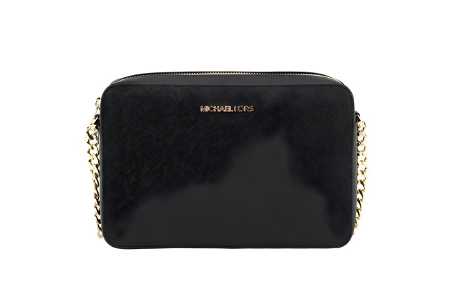 Michael Kors Black Saffiano Leather Jet Set Crossbody Bag