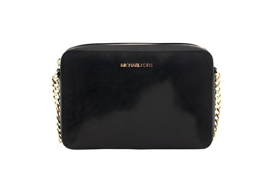 Geantă crossbody Michael Kors Jet Set neagră din piele Saffiano