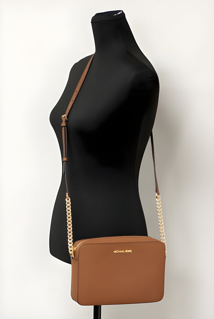 Geantă crossbody Michael Kors din piele Saffiano cu închidere cu fermoar