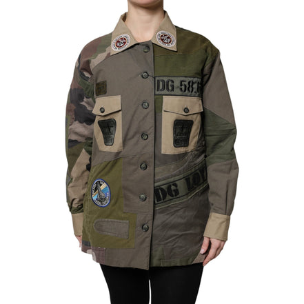 Jachetă din bumbac verde militar cu nasturi Dolce & Gabbana