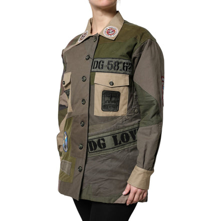 Jachetă din bumbac verde militar cu nasturi Dolce & Gabbana