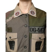 Jachetă din bumbac verde militar cu nasturi Dolce & Gabbana