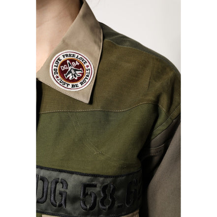 Jachetă din bumbac verde militar cu nasturi Dolce & Gabbana